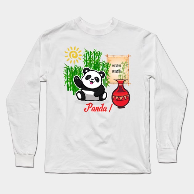 Panda Bear Design Long Sleeve T-Shirt by TASKARAINK